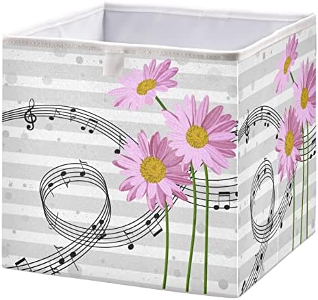 Коцка за складирање на Јасала со рачки музички белешки и цветни преклопни плакари корпи за складирање на играчки корпи за полиња