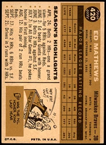 1960 Топпс # 420 Еди Метјус Милвоки Храбри екс/планински храбри