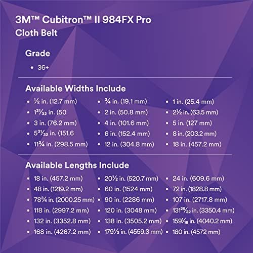 3М КУБИТРОН II Платно појас 984FX Pro, 36+ YF-тежина, 3/4 во x 18 во Фабри-Лок, Фул-Флекс, 200 ЕА/Случај