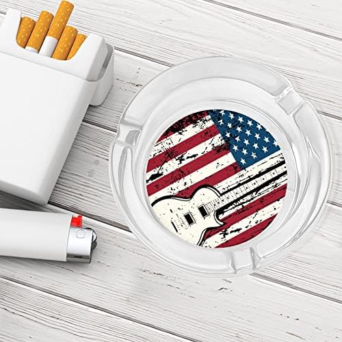 Американско знаме гитара стакло пушење пепелници цигари цигари тркалезни држачи за фиока за пепел за затворено на отворено