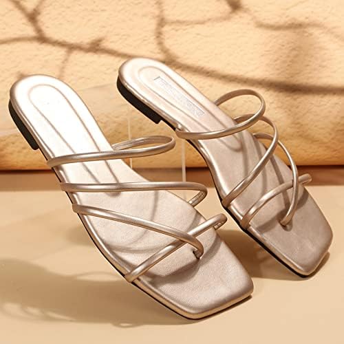 Рамен лизгал за жени 2023 летни модни ленти слајдови чевли квадратни вратот дами сандали со лизгање на апостолки