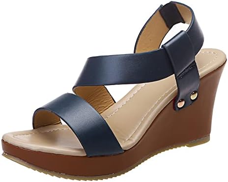 Клин -сандали за жени обични летни модни отворени пети водоотпорни стилски стилски чевли за забава за датира секој ден