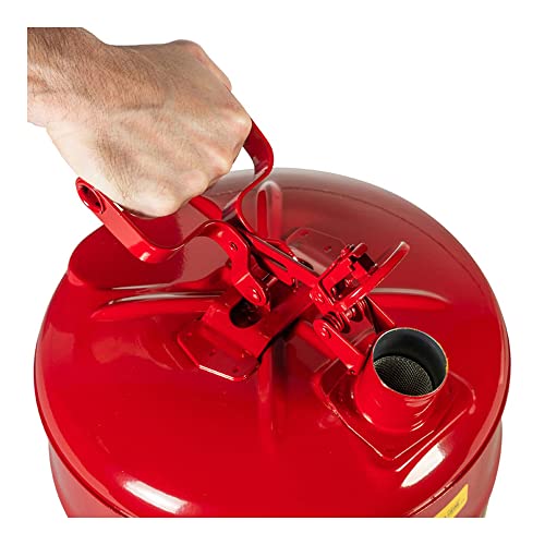 Јустрит 7150100 Тип I Безбедност може Со Рачка За Активирање За Запаливи Материјали, 11.75 Надворешен Дијаметар, 16.875 Висина, 5 gal, Челик, Црвено