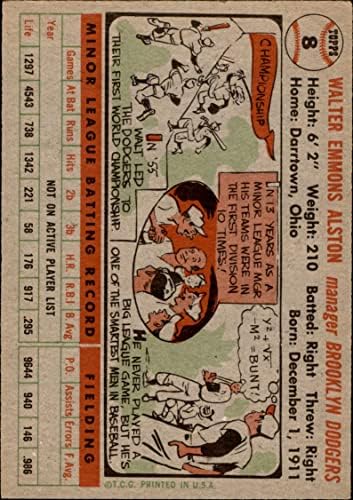1956 Топс # 8 Волтер Алстон Бруклин Доџерс ВГ/ЕКС+ Доџерс