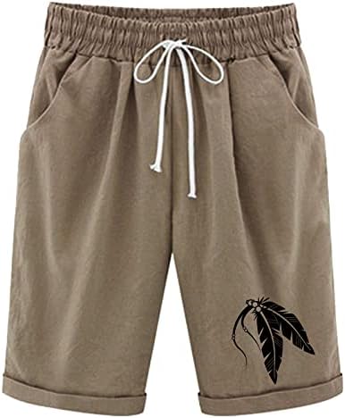 Бермуда шорцеви за жени должина на коленото летни обични цврсти бои со дрес со џебови со џебови со џебови со долги шорцеви