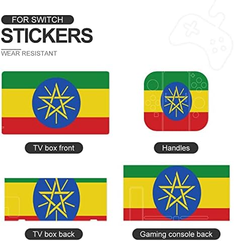 Flag of Ethiopia Switch налепница за играта Убава шема на налепница за заштитен филм за заштита на кожата, компатибилен со прекинувачот