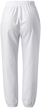 Постелни панталони за жени цветни печати затегнати панталони со џебови за лизгање Бохо гроздобер обичен еластичен панталони на