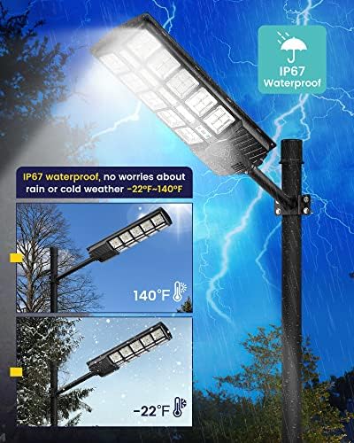 Lovus 2 Пакет 1500w Комерцијални Соларни Улични Светла, 6000k Самрак До Зори Соларна Поплава Светлина Со Сензор За Движење, Надворешни Соларни Паркинг Светла IP67 Водоотпоре