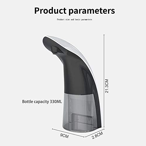 Автоматско диспензерот за сапун за пенење во Hjghy, диспензерот за сапун без допир со инфрацрвен сензор за кујна за бања, црна, 9x2.8x21cm