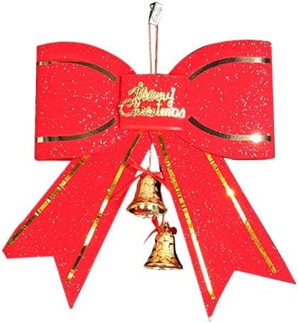 Декорација на новогодишна Елка Црвена Голема Машна Вратоврска 13 см Со Приврзок За Ѕвонење Пингвин За Автомобил