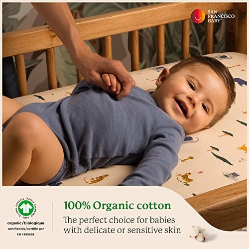 Премиум бебе опремено креветче за креветчиња - пакет од 1 за стандардна креветче и постелнина за душеци, мек органски памук,