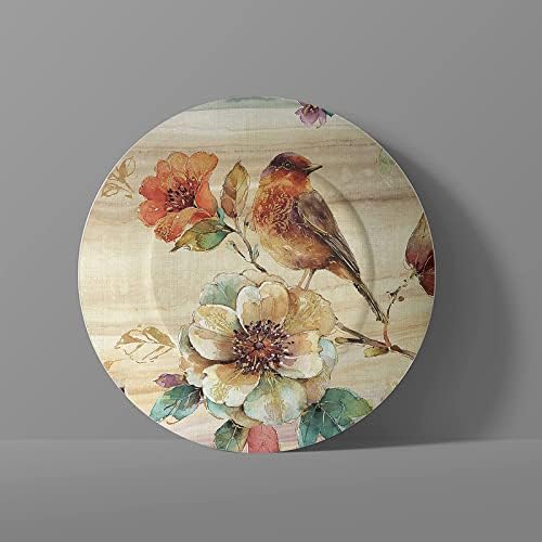 Кален ориентална птица акварел гроздобер гроздобер цветно животно сликарство декоративна чинија wallид што виси со стол за приказ за домашни