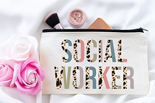 HTDesigns Социјален Работник Козметика Торба - Леопард Социјален Работник Шминка Торба-Подароци За Социјален Работник - Социјален Работник