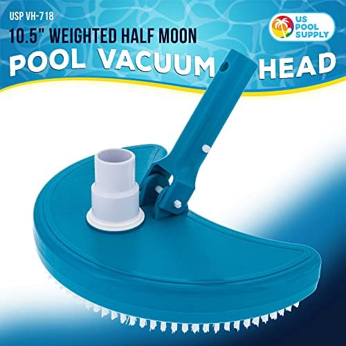 Американски снабдување со базени пондерирана половина месечина базен вакуумска глава - Врска на црево за вртење, рачка на пол - над