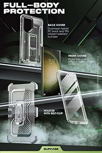 SUPCASE Еднорог Буба Про Случај За Samsung Galaxy S23 Ultra 5G, [Дополнителна Предна Рамка] Двослоен Двослоен Појас-Клип &засилувач; Kickstand