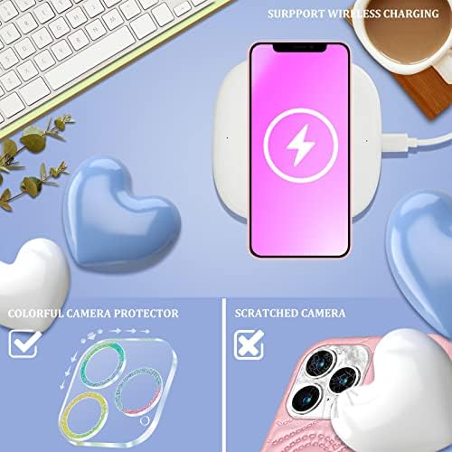 Лотадило (3in1 за iPhone 13 Pro Max 6.7 Инчен Случај Девојки Жени Женски Луксузен Дизајнер Симпатична Pетска Розова Кожа Љубовни Футроли За Телефони