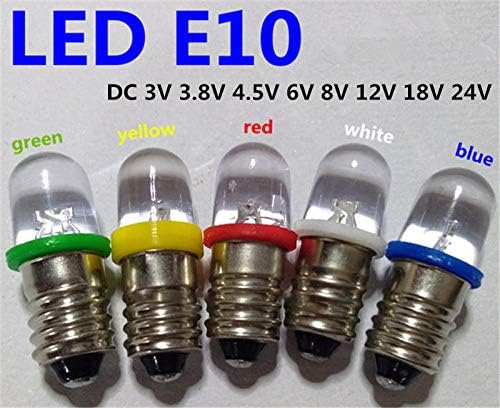 5 парчиња LED E10 3V 4.5 v 6V 8v 12v 24v Завртка Сијалица Предупредување Индикатор Сијалица Сијалица-Топло_white_dc6v