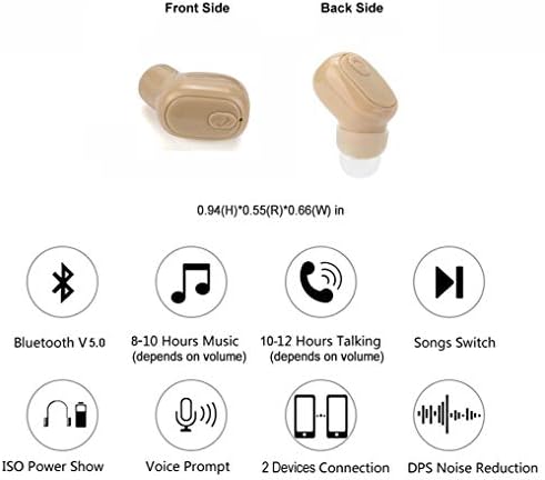 Безжичен Bluetooth Невидливиот слушалки за слушалки за слушалки, 6 часа играње на време на игра со најмили единечни слушалки моно слушалки со
