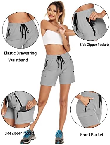 PINSPARK женски пешачки шорцеви Брзи суви атлетски шорцеви со 4 џебови лесни обични летни шорцеви upf 50+