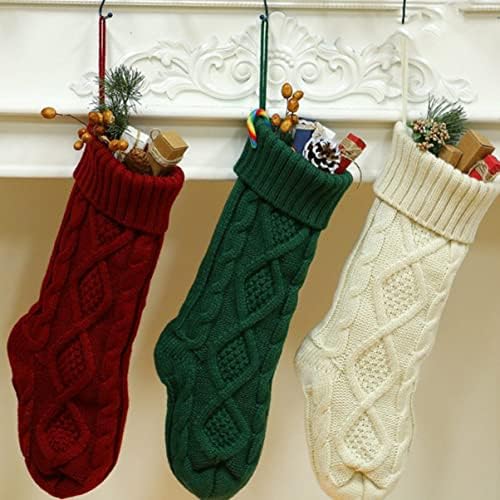 Toyvian 1 парчиња украси за украси за забави торбички подароци камин инчи прекрасна плетена кабел држач големи висечки волнени чорапи: