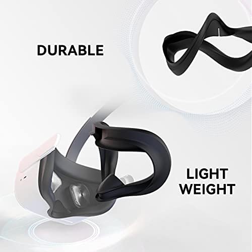 Cnbeyoung VR капакот на лицето компатибилен со потрагата 2, силиконска маска за подлога за лице и перница за лице за Quest 2 VR слушалки-црна