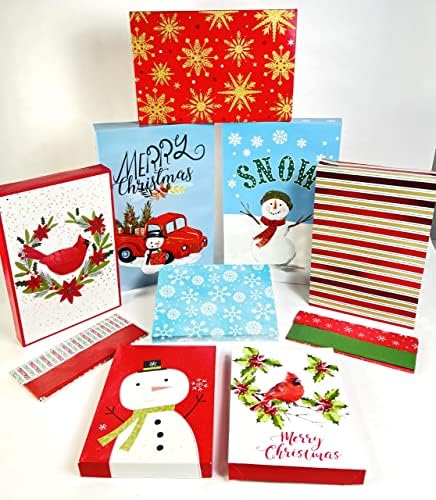 Божиќни кутии за подароци Масовно сет со капаци за завиткување на дополнителна голема облека, 10 листови хартија за ткиво (разновидна