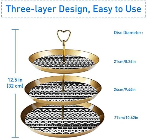 3 Ниво Пластични Кекс Штанд Кула Со Нивоа Послужавник, Златна Кула Кула Дрво, Срцето Граница Форми Десерт Дисплеј За Бонбони Овошје Крофни