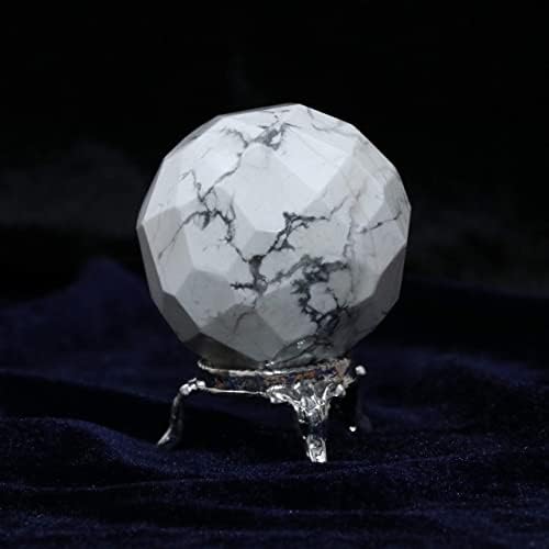 Crocon Moss Agate Gemstone & Clear Quartz, Howlite Diamond Cut сфера топка за Reiki Crystal Chakra Chakra Ballancing Dupial концентрација Метафизички посветеност за подобрување