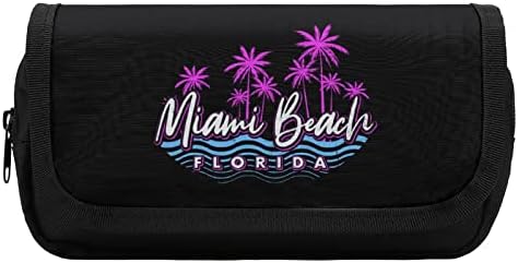 Мајами Бич Флорида Палма за палми со палми со два големи прегради џеб голем капацитет торбичка торбичка за молив за училишни тинејџери