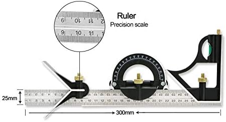 Слатиом 300 мм не'рѓосувачки челик протоктор мулти-функционална агол на мулти-комбинација мулти комбинација на алатка за мерач на агол на квадратни