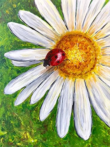 DIY дијамантски комплети за сликање за возрасни почетници Ladybug 5d DIY круг целосна вежба дијамантска уметност комплети Daisy Beetles Gem Art, сликарство, кристално везови, слика