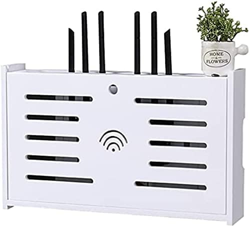 Кутија за складирање на рутерот, кутија за украсување на рутер-монтирани WiFi кутија за складирање на кутии за заградување за ТВ додатоци