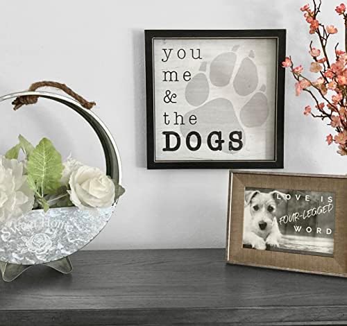 Знаци на кучиња Домашни декор - вие и вие кучињата потпишуваме, рустикална фарма куќа дома, подарок за дрво, голем 11 ½ ”x 11 ½” потресени