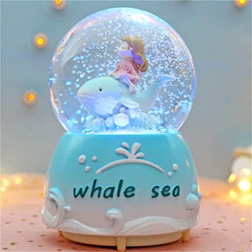 Slynsw Dream Dolphin Crystal Ball Girl Girl Додаток Роденденски подарок може да ја ротира лебдечката музика за снежни кутии октав кутија