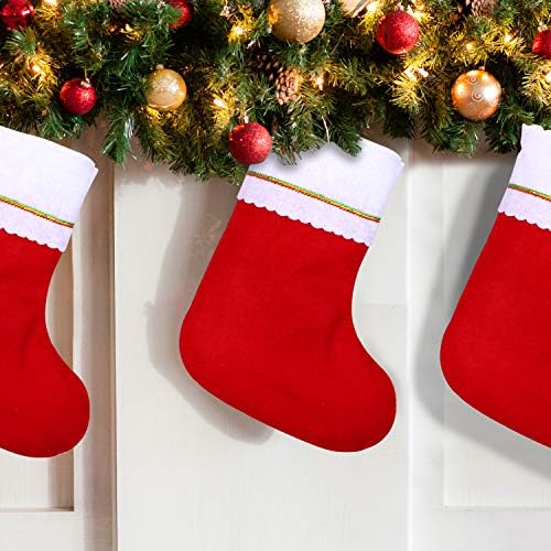 Коораби 16 Пакет Црвени Почувствувани Божиќни Чорапи 15 Инчи Божиќен Камин Виси Чорапи Празнични Украси Чорапи За Божиќни Украси