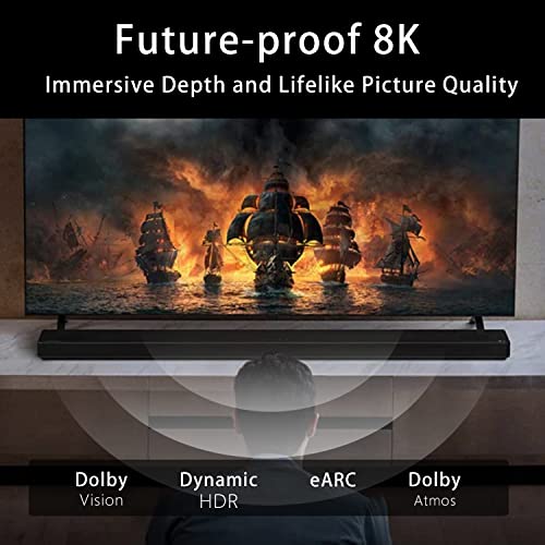 Jeavdarn УЛТРА Голема Брзина 8K HDMI 2.1 Кабел 10ft, 48Gbps HDMI Плетенка Кабел-4K@120hz 144Hz 8K@60Hz, eARC, HDCP 2.2&засилувач; 2.3, HDR 10,