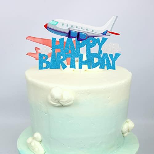 Топер За Роденденска Торта СО АВИОН ЛЕКАКТО, Украси За Роденденска Забава Со Тематски Патувања Со Авион За Детска Роденденска Забава, Детска