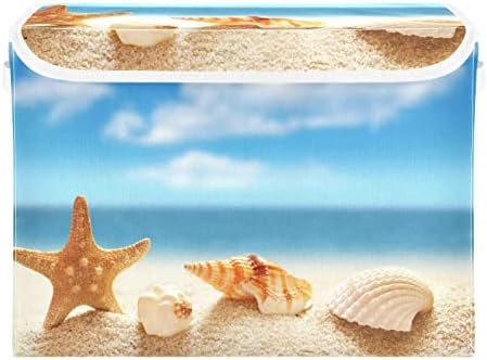 innewgogo Seashell На Летната Плажа Канти За Складирање Со Капаци За Организирање Склопувачки Кутии За Складирање Со Рачки Оксфорд Крпа