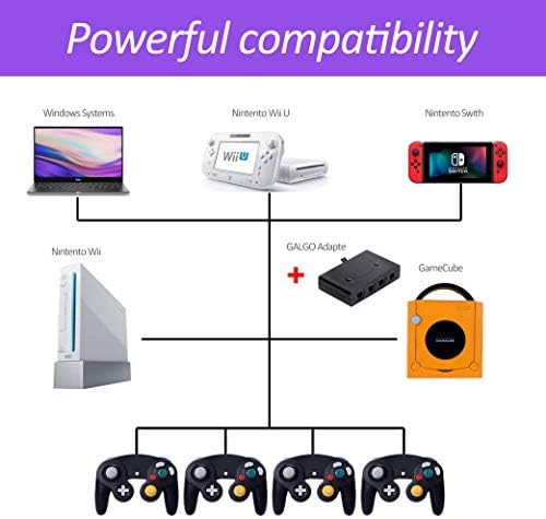 4 Контролер За Gamecube, со 4 Продолжни Кабли и 4-Порта Gamecube Адаптер за Wii U/Прекинувач/КОМПЈУТЕР-Црвена &засилувач; Сина