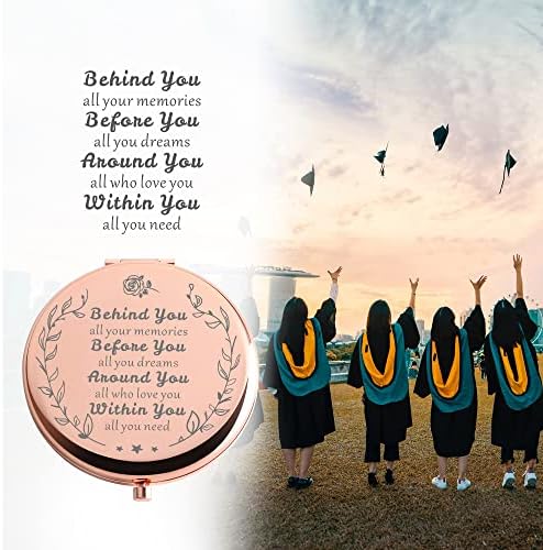 Подароци За Дипломирање на дјуконири За Нејзиното Компактно Огледало За Патување Во Розово Злато Уникатно 2023 Девојчиња Дипломирани