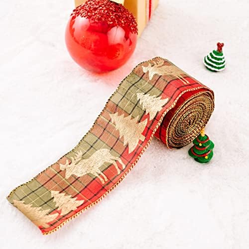 Божиќна декорација Божиќ Божиќна лента ткаенина лента новогодишна елка снегулка карирана табела за настани со лак