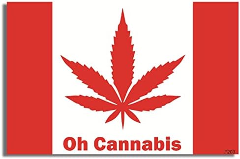 Gear Tatz - Oh Cannabis - Смешна, пародија на канадско знаме - налепница за браник или магнет за автомобили - Професионално направено