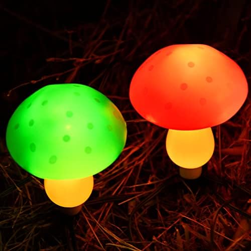 X-GiftKey Шарена печурка декор соларни градинарски светла на отворено, сет од 3 LED бои што се менуваат патеки на патеката, 8 модели за кампување пејзажи декоративни светл