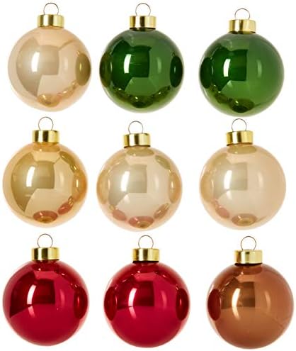 Кат + Ени 9 брои рустикален Божиќен украс, црвена, зелена, злато
