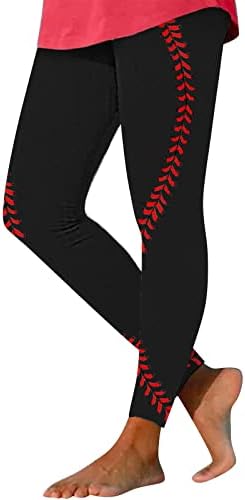 Хајленд крава тренингот јога хеланки за жени хеланки со висок половината Бејзбол печати меки четкани панталони за вежбање џогер