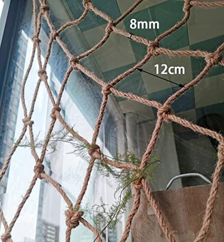 Безбедносна мрежа за анти-паѓање на оградата за деца миленичиња мачка, јаже нето природна јута канапска низа мрежи, мрежа за искачување во градинка, позадина wallид Д