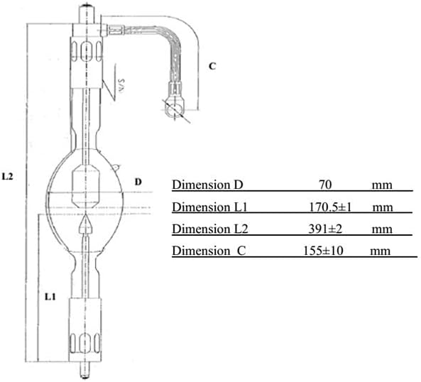 KDX-6500XHP XENON SHORT ARC LAMP 6500W за проектори на Барко