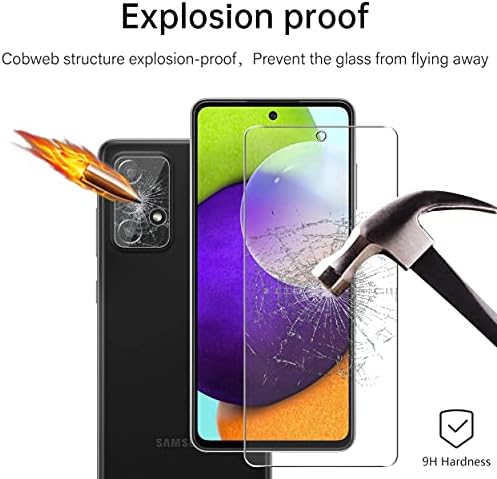 €2+2 Пакет за Samsung Galaxy A52 5G Заштитник На Екранот (2 Пакувања)И Заштитник На Објективот На Фотоапаратот (2 Пакувања), Ултра