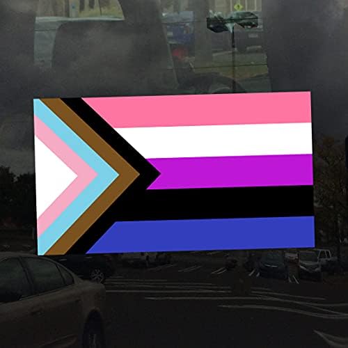 Применливо на напредокот на родовиот напредок на гордоста на гордоста ЛГБТК Пок Трансродно знаме - Налепница за винил Деклас 4 инчи