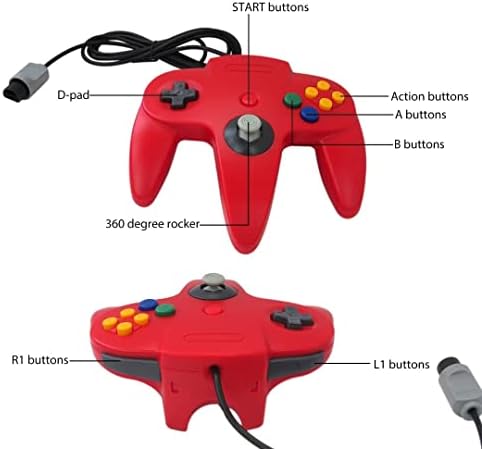 2 пакет со жичен контролер Controller joystick класичен жичен 64-битен GamePad oyојстик за конзола за видео игри N64